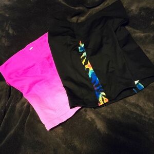Pink brand athletic shorts size medium, in bubblegum pink and black w/tie-dye.